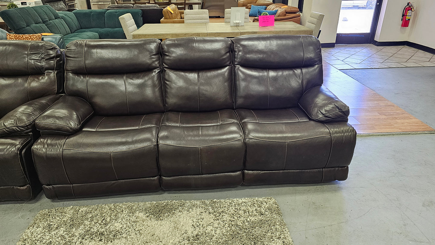 Harvey Leather Power Reclining Sofa with Power Headrests