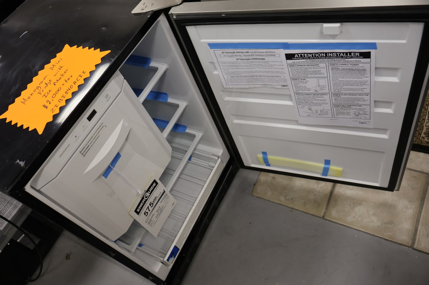 Monogram 4.25CuFt Under Counter Panel Ready Refrigerator with Icemaker ZIBI240HII