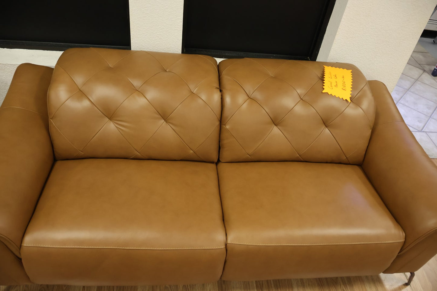 CARVEL LEATHER POWER SOFA BROWN